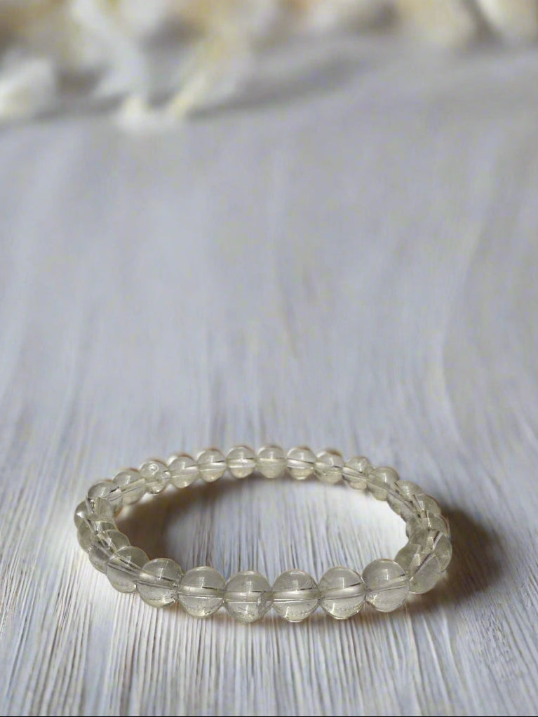 8mm Clear Quartz Beaded Bracelet