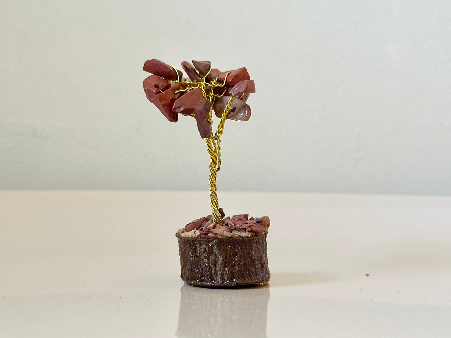 Mini Red Jasper Gemstone Tree on Wooden Base