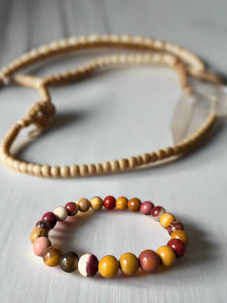 8mm Mookaite Jasper Beaded Bracelet