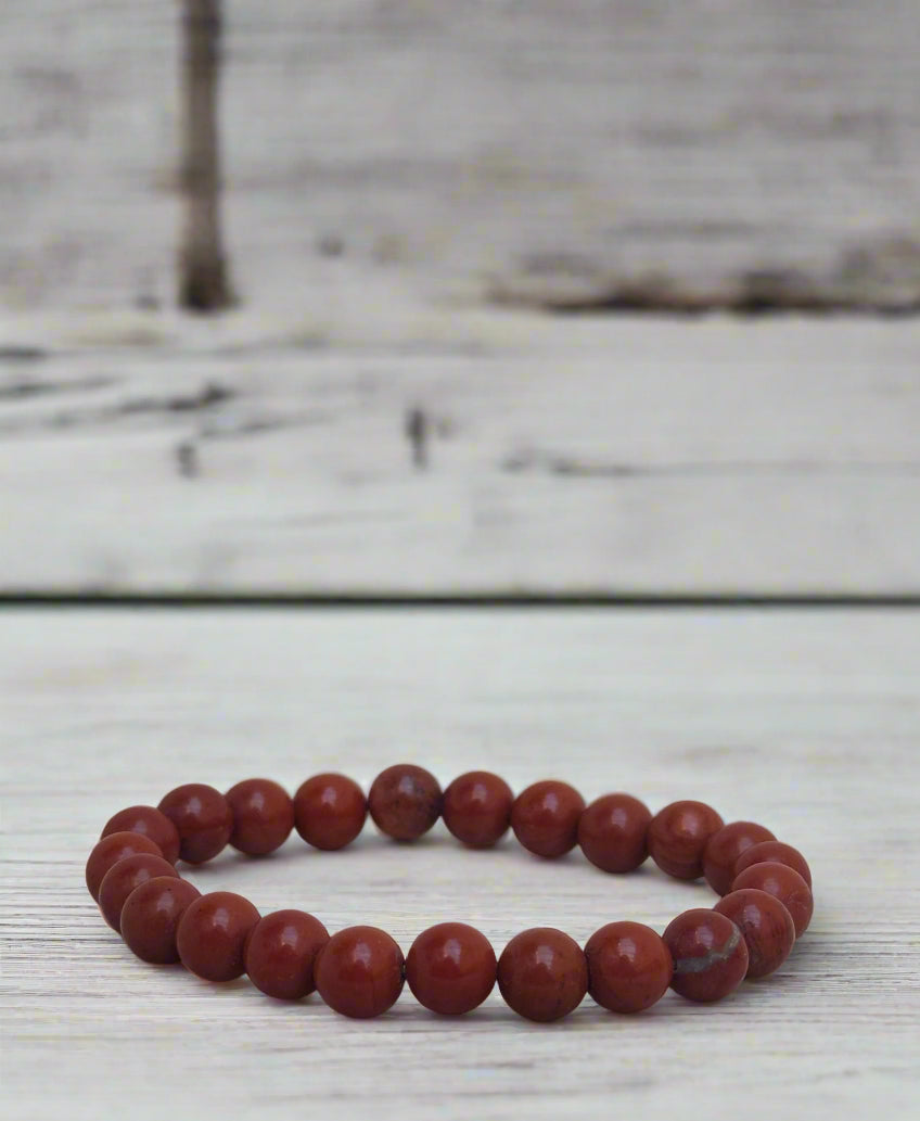 8mm Red Jasper Beaded Bracelet