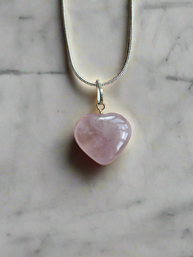 Rose Quartz Heart Pendant Necklace