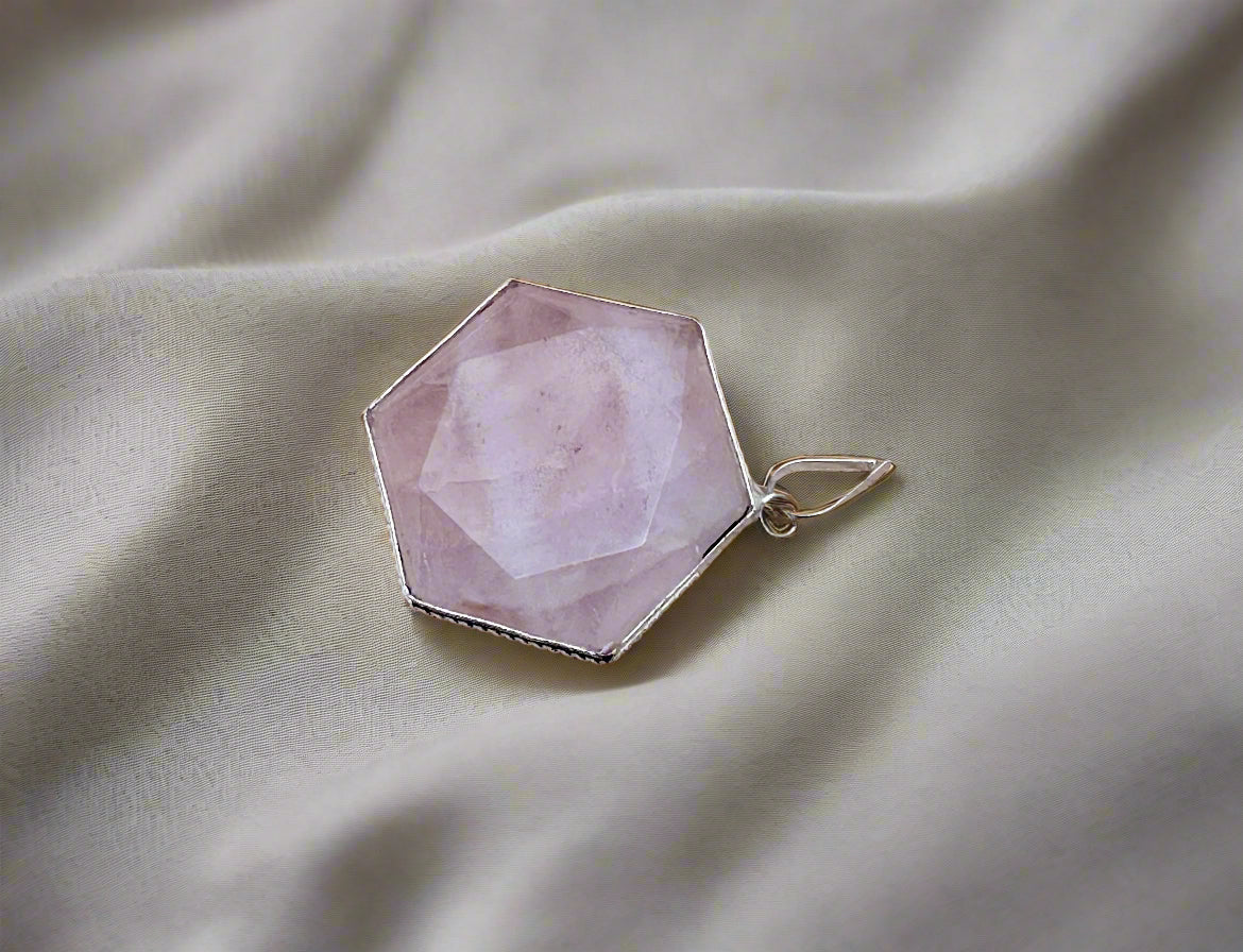 Rose Quartz Hexagon Pendant