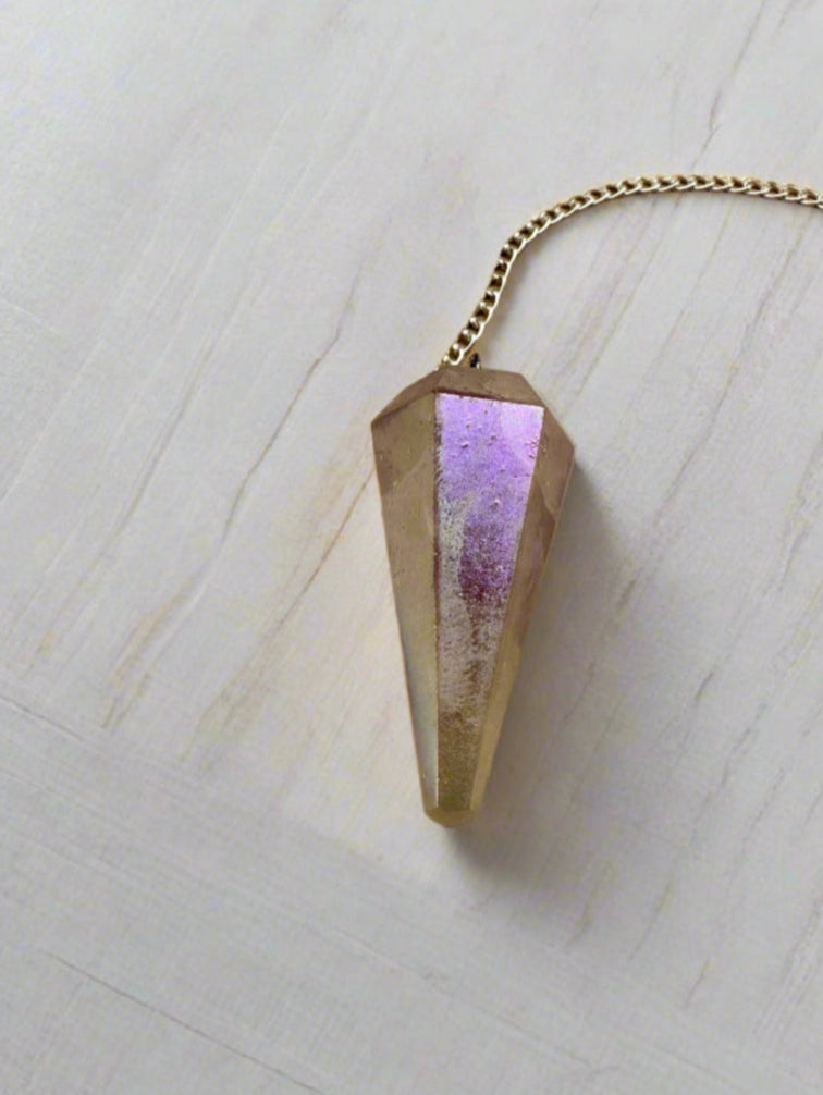 Pink Aura Quartz Dowsing Pendulum