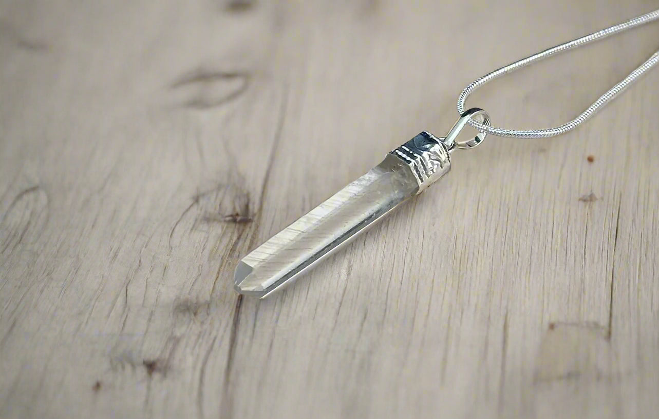 Slim Clear Quartz Crystal Point Necklace