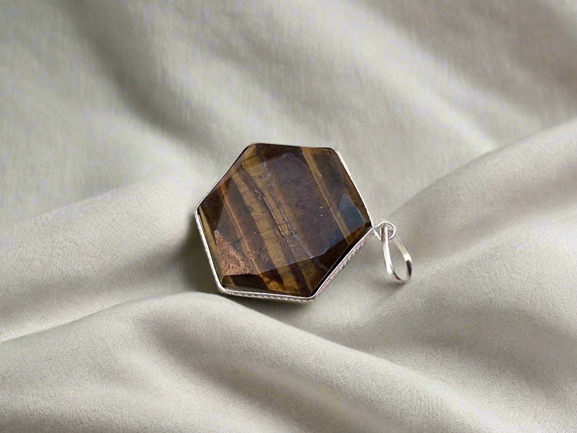 Tiger's Eye Hexagon Pendant