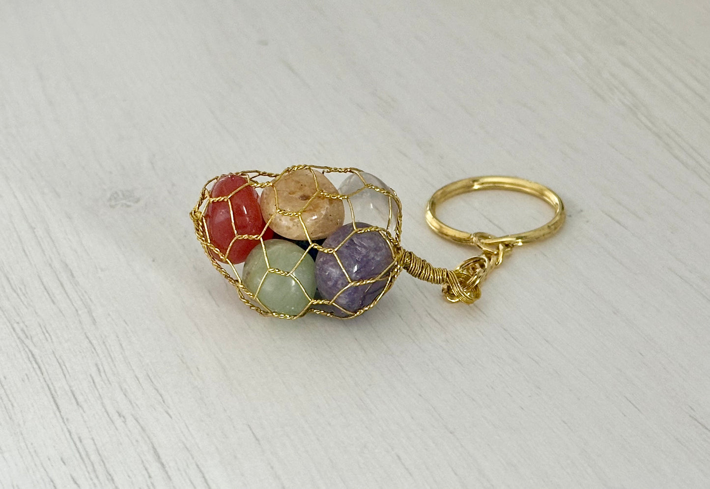 7 Chakra Tumbled Stone Keyring