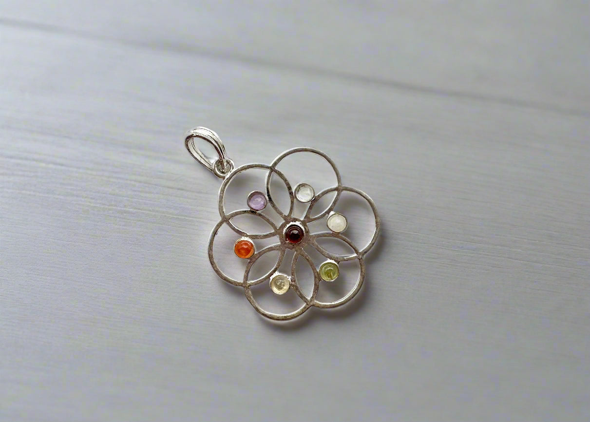7 Chakra Sacred Flower Pendant