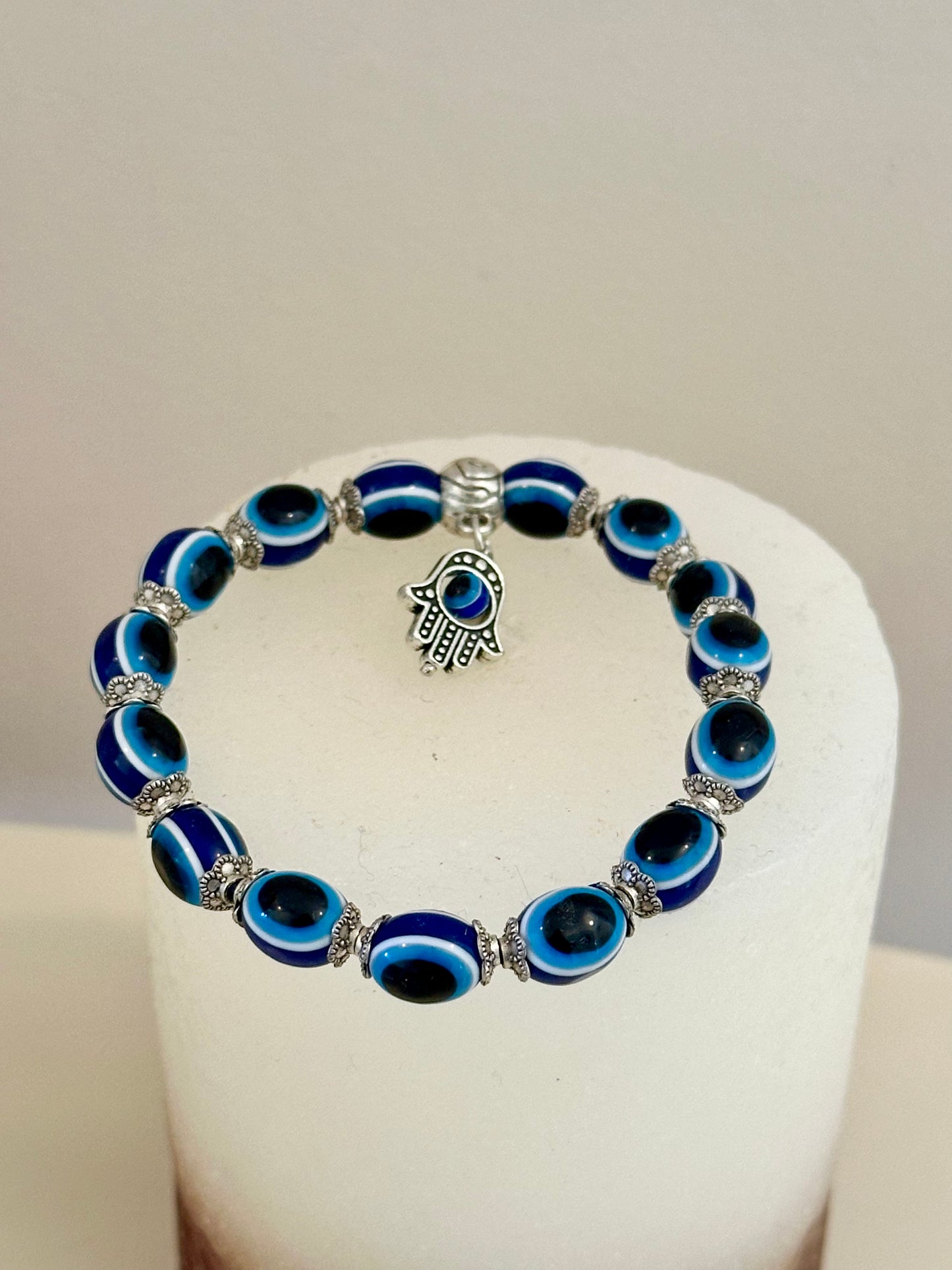 Evil Eye Beaded Bracelet with Charm