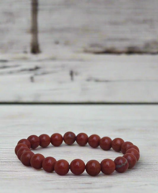 8mm Red Jasper Beaded Bracelet