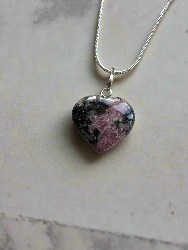 Rhodonite Heart Pendant Necklace