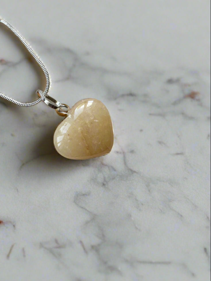 Yellow Aventurine Heart Pendant Necklace